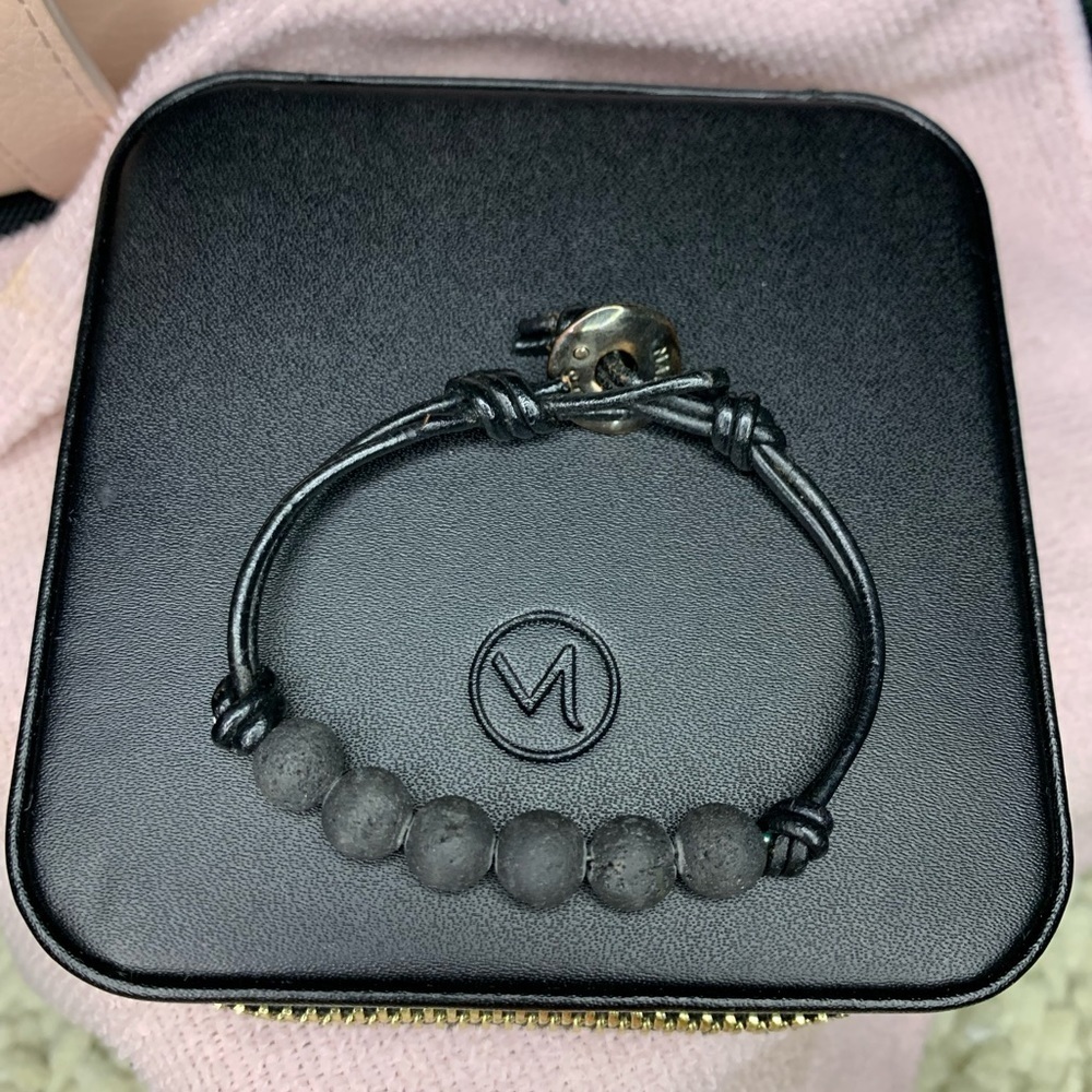 Athens Lava Rock Bracelet with Leather Straps